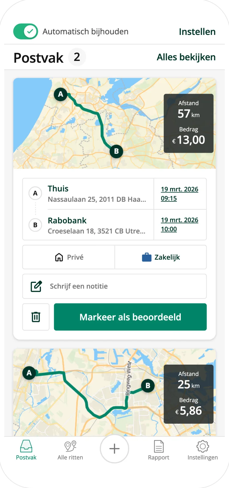 Driversnote classifying trips