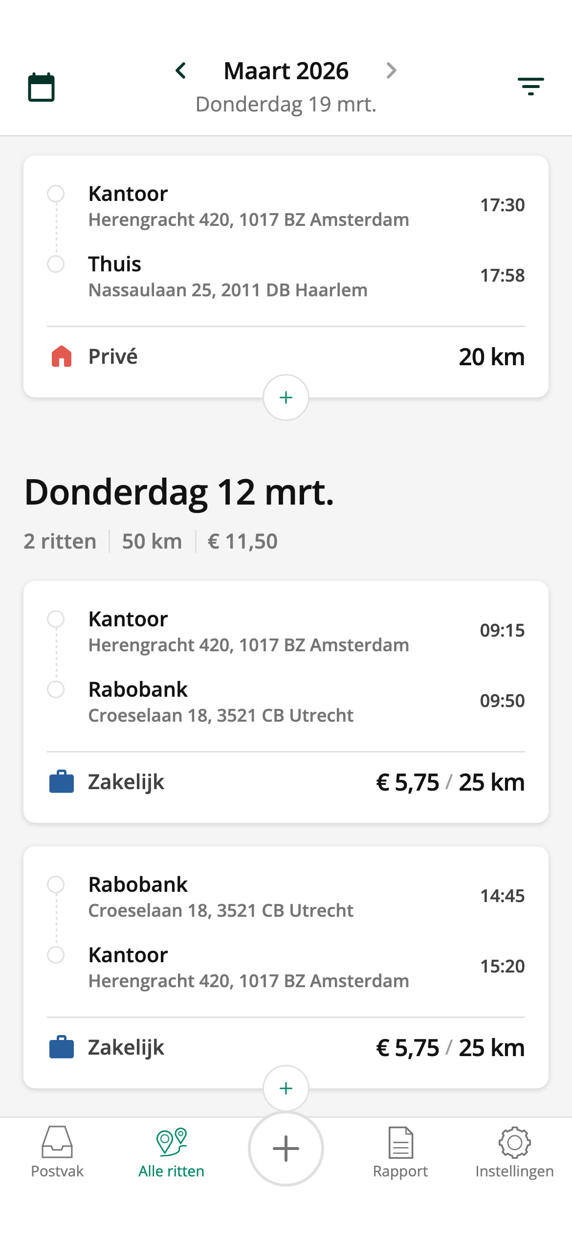 Bekijk al je ritten