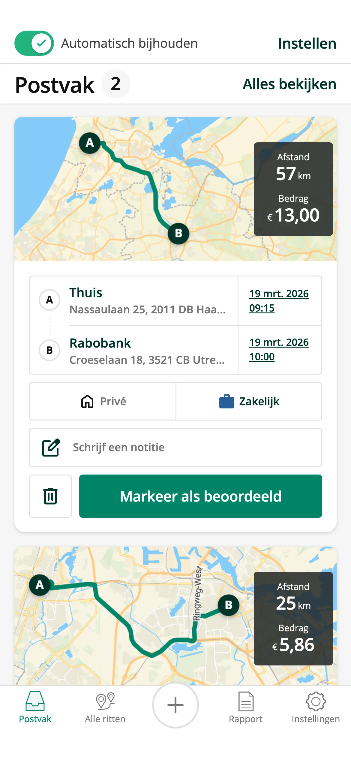Simpele classificatie van je ritten